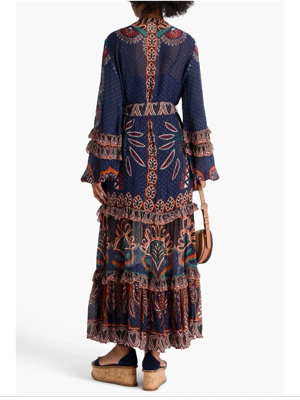 Farm Rio Orange Ainika Tapestry Slit Maxi Dress